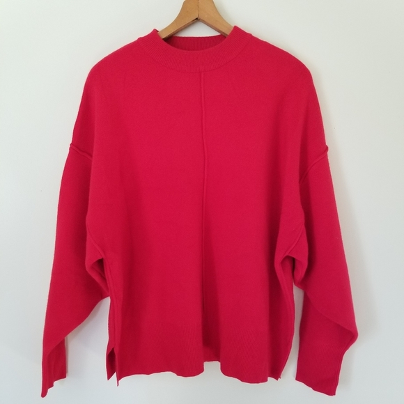 Zara Red Dolman Sleeve Cozy Pullover Oversized Sweater Size Small - Picture 4 of 8